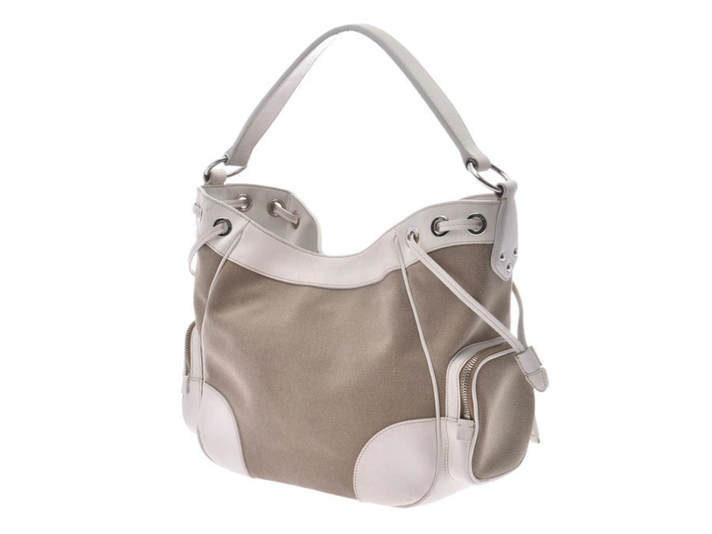 Prada Logo white bag shoulder Canapa Jacquard leather White